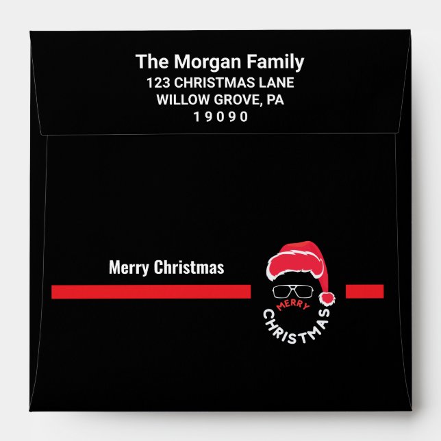 Red Black Christmas Holiday Party Envelope (Back (Top Flap))