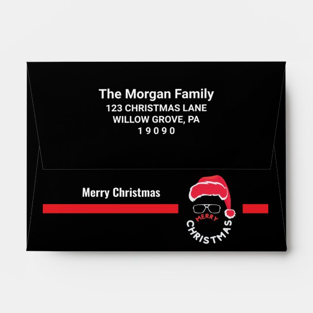 Red Black Christmas Holiday Party Envelope (Back (Top Flap))
