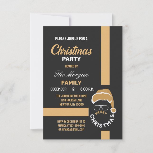 Red Black Christmas Holiday Party Invitation (Front)