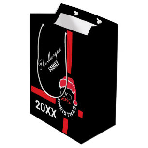 Red Black Christmas Holiday Party Medium Gift Bag