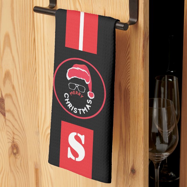 Red Black Christmas Holiday Party Tea Towel (Creator Uploaded)