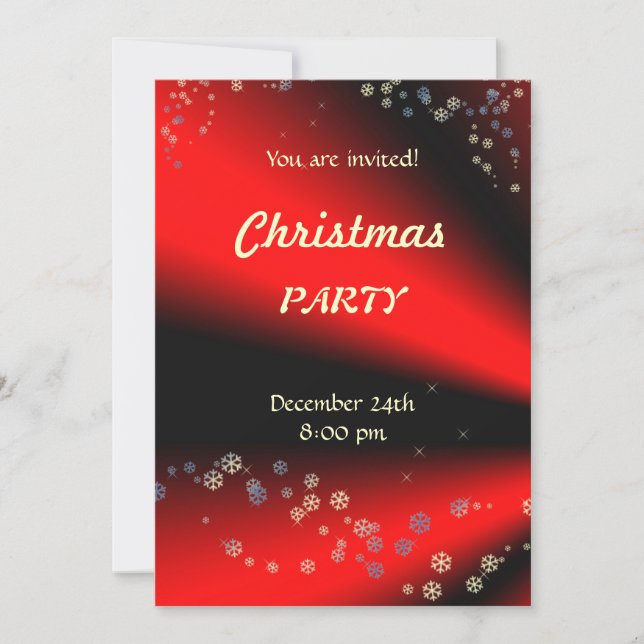 Red Black Christmas Party invitation (Front)