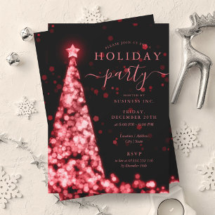 Red Black Christmas Tree Company Holiday Party Invitation