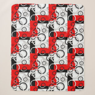 Red Black Circles Sherpa Throw