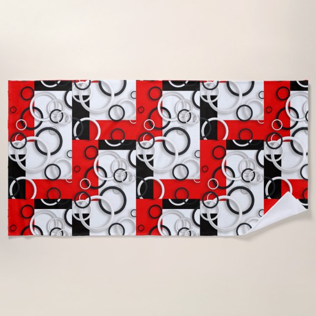 Red Black Circles Sherpa Throw Beach Towel (Front)