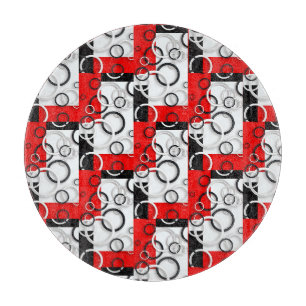 Red Black Circles Sherpa Throw Cutting Board