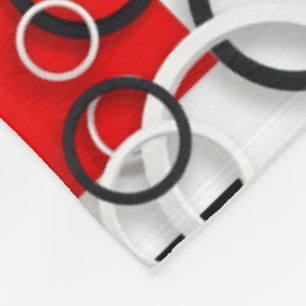 Red Black Circles Sherpa Throw Fleece Blanket