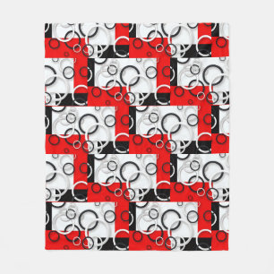 Red Black Circles Sherpa Throw Fleece Blanket