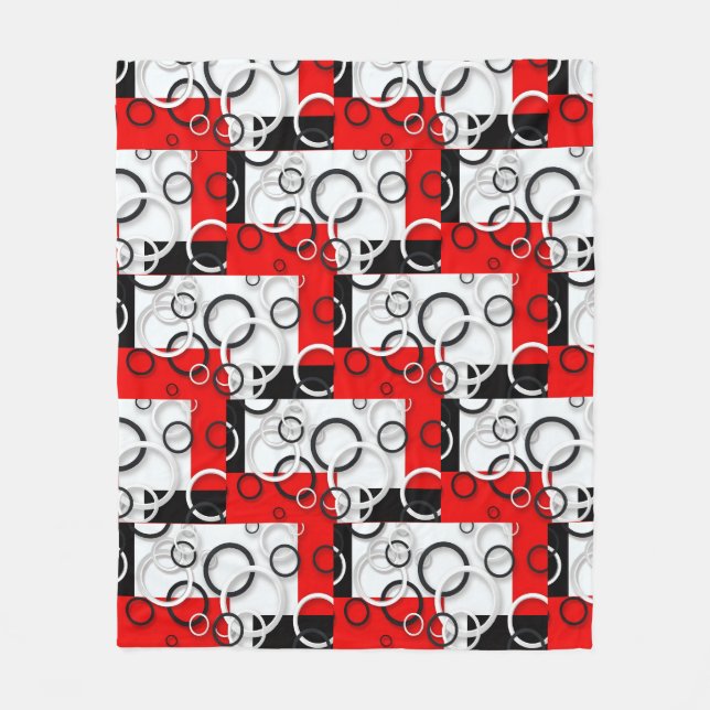 Red Black Circles Sherpa Throw Fleece Blanket (Front)