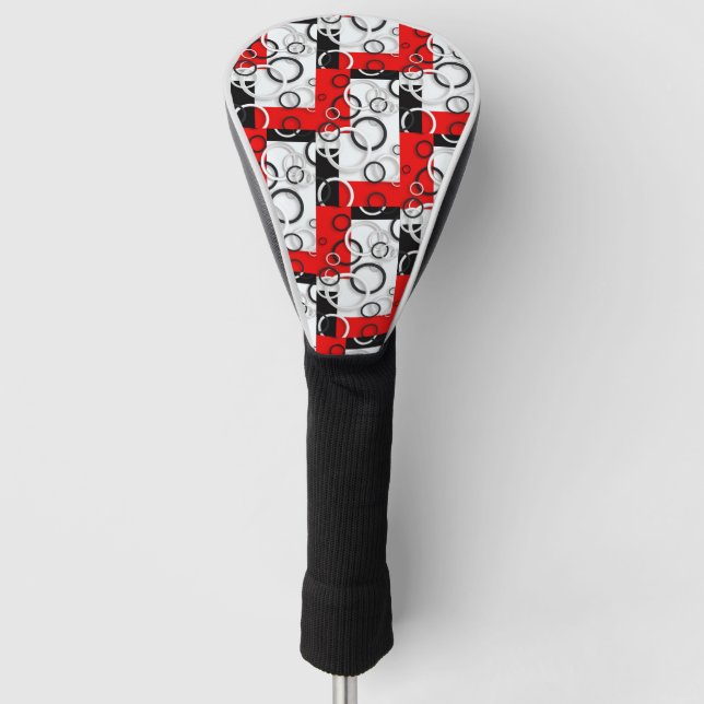 Red Black Circles Sherpa Throw Golf Head Cover (Front)