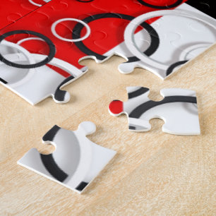 Red Black Circles Sherpa Throw Jigsaw Puzzle