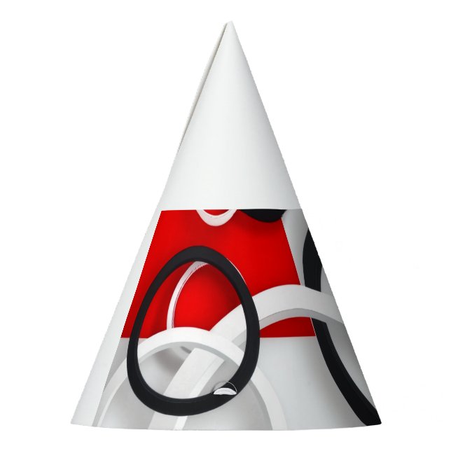 Red Black Circles Sherpa Throw Party Hat (Left)