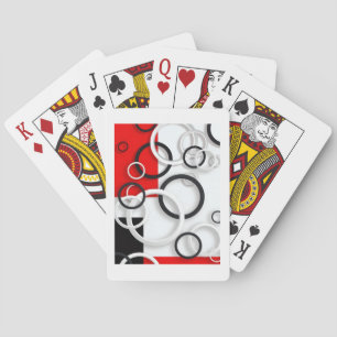Red Black Circles Sherpa Throw Playing Cards