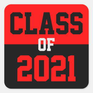 Red & Black Class of 2024 Graduation Square Sticker