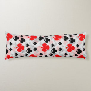 Red Black Clover Club Abstract Pattern Design Body Cushion