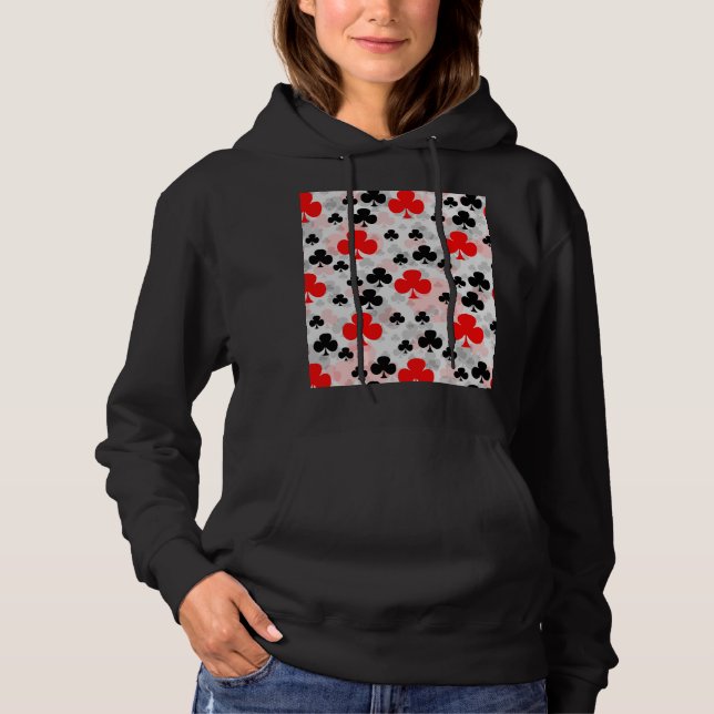 Red Black Clover Club Abstract Pattern Design Hoodie (Front)