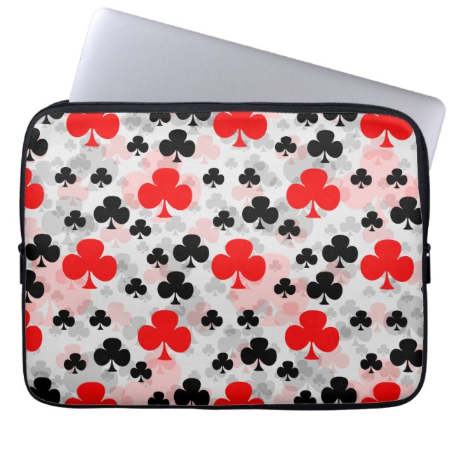 Red Black Clover Club Abstract Pattern Design Laptop Sleeve (Front)