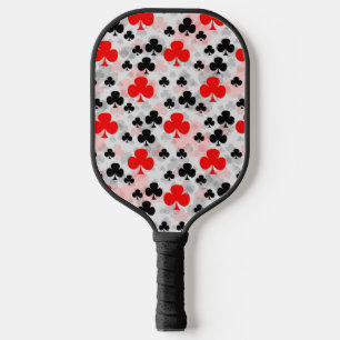 Red Black Clover Club Abstract Pattern Design Pickleball Paddle