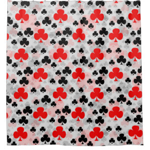 Red Black Clover Club Abstract Pattern Design Shower Curtain