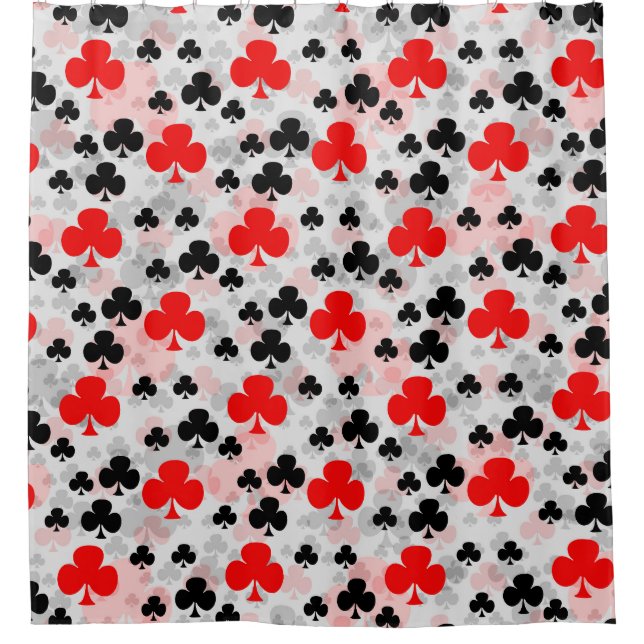 Red Black Clover Club Abstract Pattern Design Shower Curtain (Front)