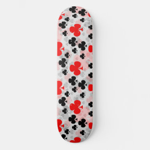 Red Black Clover Club Abstract Pattern Design Skateboard