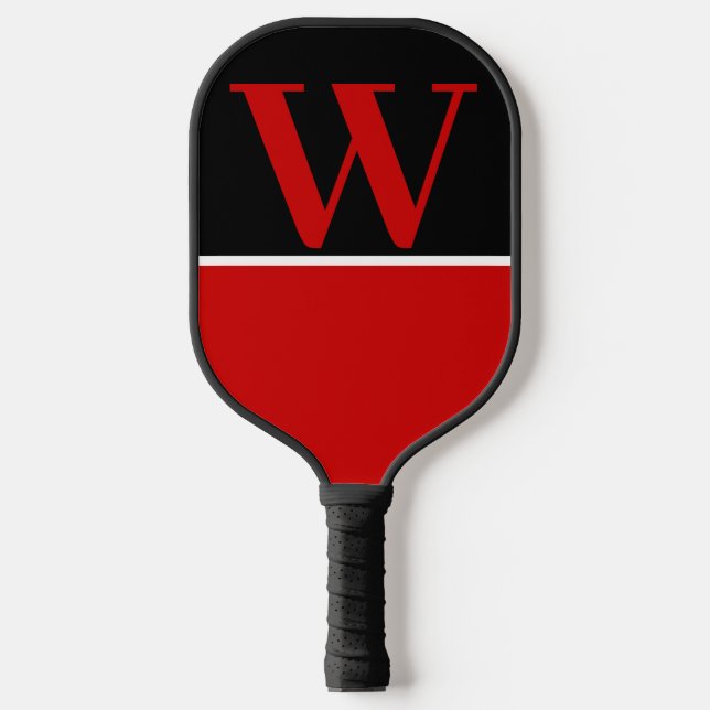 Red & Black College Monogram Pickleball Paddle (Front)