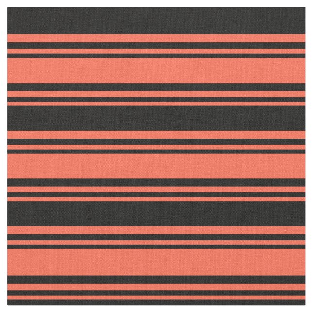 Red & Black Coloured Lined/Striped Pattern Fabric (Close Up)