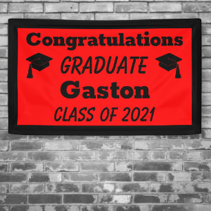 Red Black Congratulations Graduate Graduation Banner