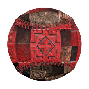 Red Black Copper 3D Mosaic  Baseball
