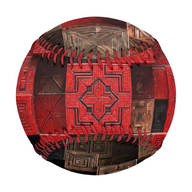 Red Black Copper 3D Mosaic  Baseball (Front)