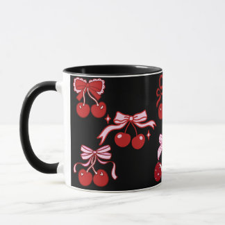 Red Black Coquette Cherry Mug Pretty Cute Gift