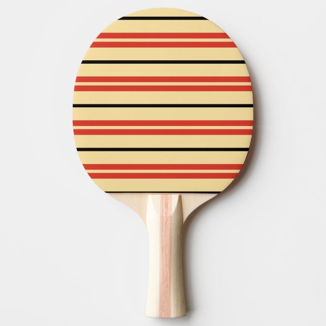 Red Black Cream Variable Width Stripes Design Ping Pong Paddle (Front)