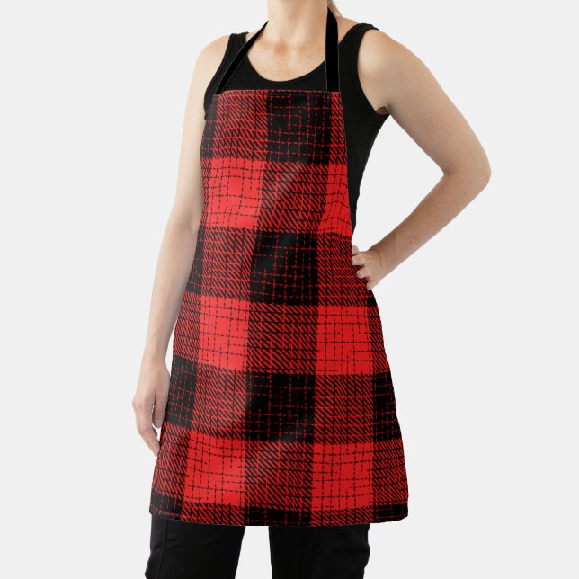  Red Black Crosshatch Buffalo Check Apron (Insitu)