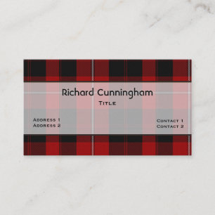 Red & Black Cunningham Family Tartan Plaid Custom Business Card