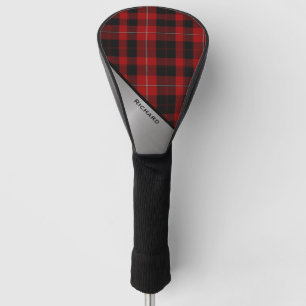 Red & Black Cunningham Plaid & Aluminium Look Golf Head Cover