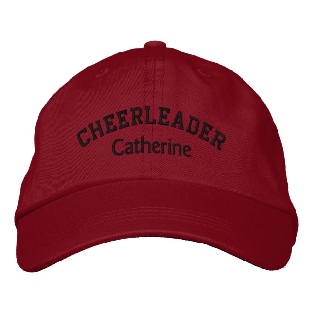 Red & Black Custom Cheerleader's Embroidered Hat (Front)