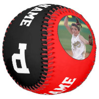 Red Black Custom Softball Player Photo Name Number