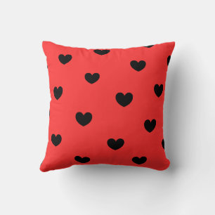 Red Black Cute Cosy Modern Romantic Chic Heart Cushion