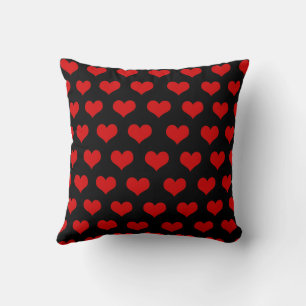 Red Black Cute Cosy Modern Romantic Chic Heart Cushion