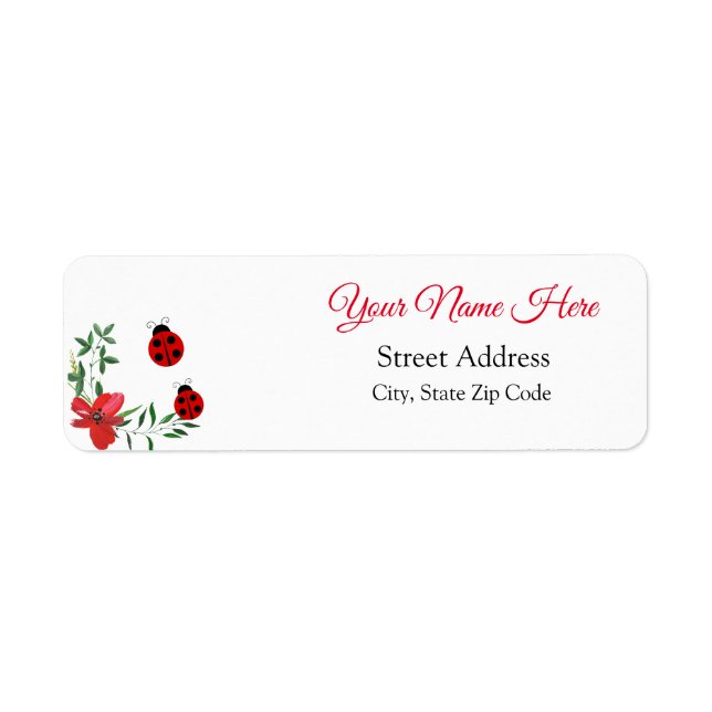 Red & black cute Ladybugs | watercolor flowers  (Front)