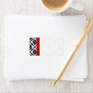 Red & Black Damask #1 Dots Shipping Label