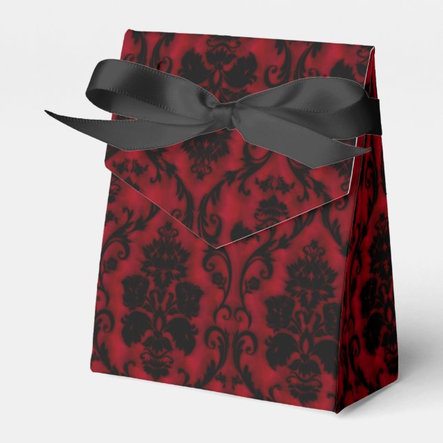 Red Black Damask Favour Box (Front Side)
