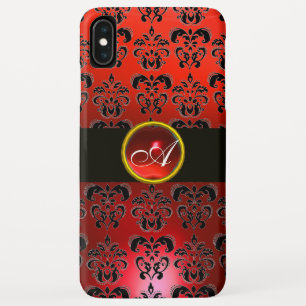 RED BLACK DAMASK GEM STONE MONOGRAM Case-Mate iPhone CASE