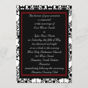 Red & Black Damask Invitation