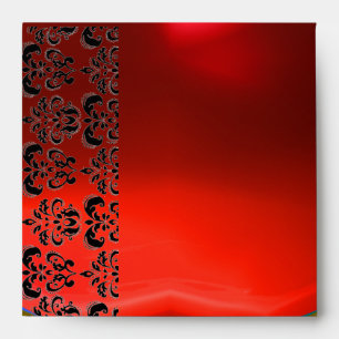 RED BLACK DAMASK RUBY Gold Envelopes