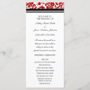 Red Black Damask Wedding Program Programme