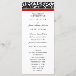 Red Black Damask Wedding Program Programme