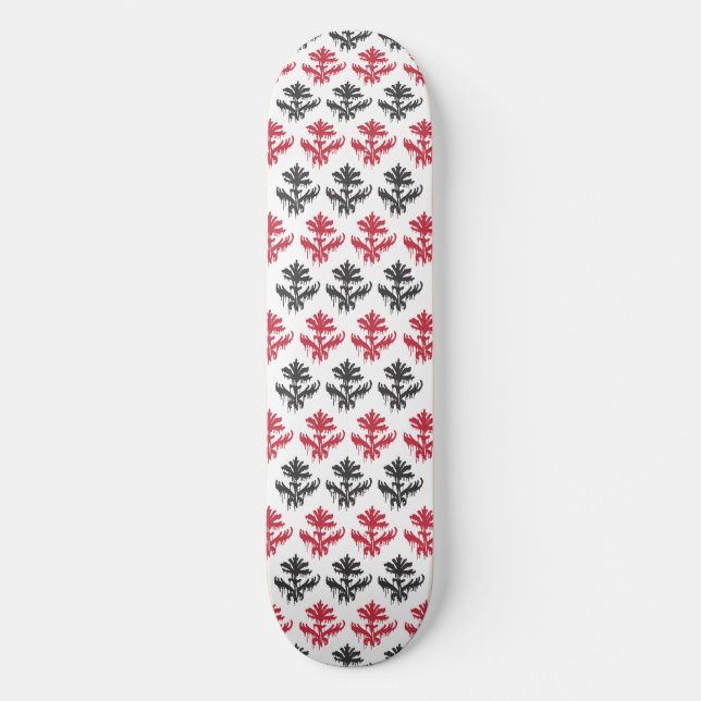 Red & Black Damasque Graffiti Skateboard (Front)