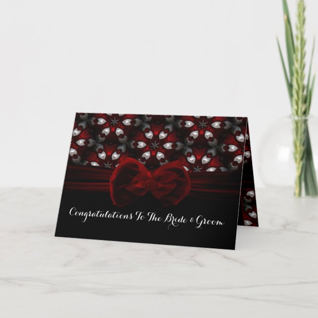 Red & Black Dark Night Gothic Wedding Romance Card (Front)