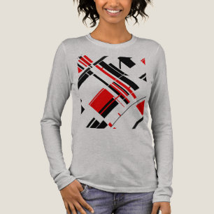 Red Black Diagonal Shapes Lines MCM-inspired Art Tri-Blend Shirt